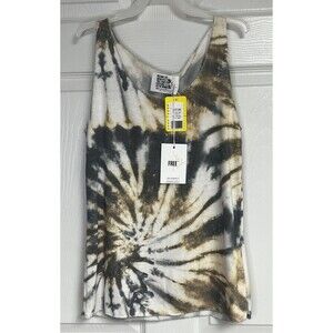 Free For Humanity Womens One Size Tie Dye Tank Shirt Yellow Cotton Top